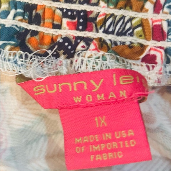 Sunny Leigh Paisley Print Green Button Strap Stretchy Boho Sundress - Size 1X - Picture 2 of 10